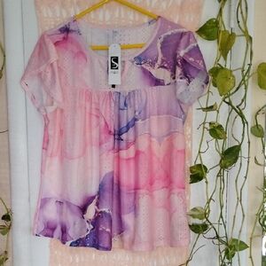 Elegant Women's Pink and Purple Blouse